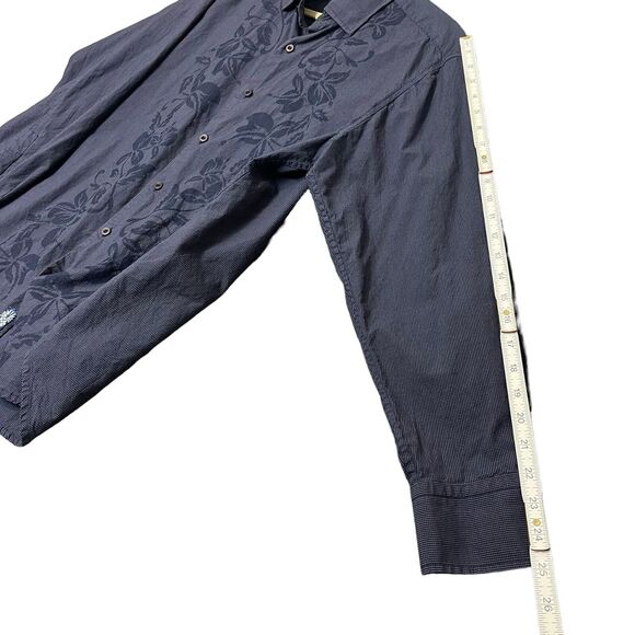 Tommy Bahama Long Sleeve Shirt Men's M Blue Floral Stripe Vacation Cowboy Resort - Picture 3 of 11